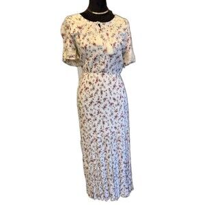 Wonderly Floral Peasant Maxi Dress 1X Embroidered Lined Cottage Boho Prairie